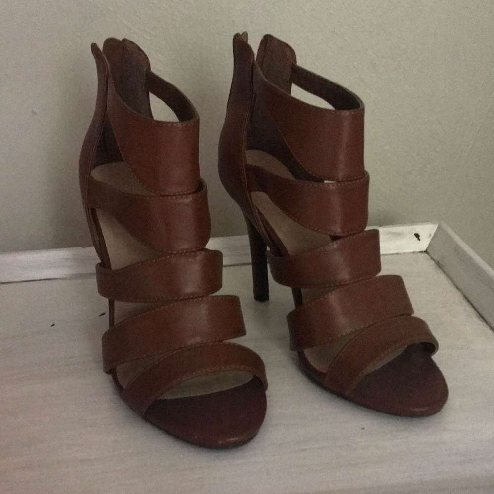Brown strap heels